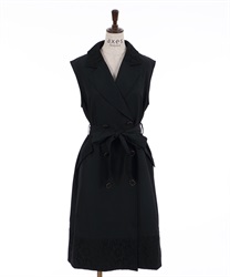 Long trench style gilet(Black-F)