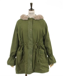 Middle length mod coat with hood(Khaki-M)