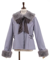 Fur collar Belt design coat(Lavender-F)