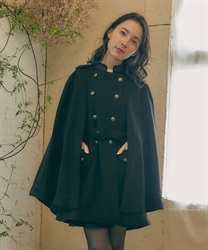 Double button cape coat(Black-F)
