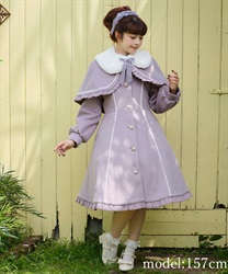Long coat with cape(Lavender-F)