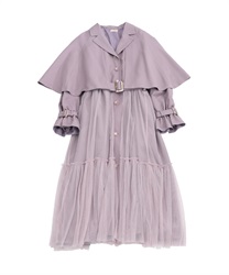 Cape tulle trench coat(Pale pink-Free)
