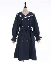 Embroidery sailor long coat(Navy-F)