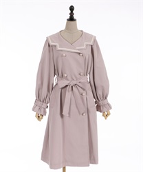 Embroidery sailor long coat(Pink-F)