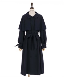 Embroidery cape trench coat(Navy-F)