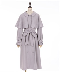 Embroidery cape trench coat(Lavender-F)