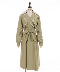 Bicolor lace trench coat(Yellow green-M)