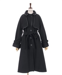 Piping long coat(Black-F)