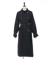 Pleated trench coat(Black-F)