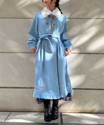 Snow crystal embroidery coat(Saxe blue-M)