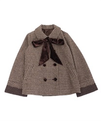 Short coat with velor ribbon(Brown-Free)