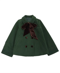 Short coat with velor ribbon(Dark green-Free)
