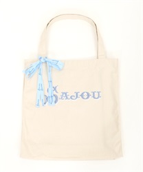 sajou logo tote bag with ribbon(Beige-M)