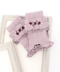 Volume Rose Knit Arm Warmer(Pink-F)