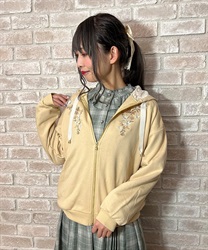 Flower embroidery parka