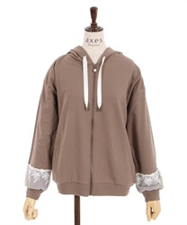 Tulle lace hoodie(Brown-F)