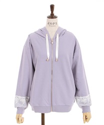 Tulle lace hoodie(Lavender-F)