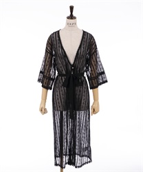 Striped pattern Lacy gown(Black-F)