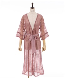 Striped pattern Lacy gown(Pink-F)