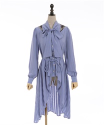 Long lacy design blouse(Blue-F)