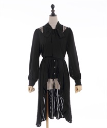 Long lacy design blouse(Black-F)