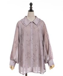Lily pattern oversier shirt(Pink-F)