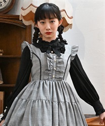 Stand collar frill Blouse(Black-F)