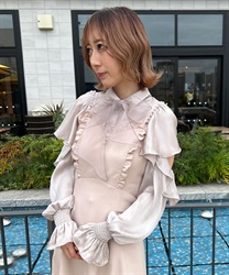 Off -shoulder Blouse with Bowtie(Greige-F)