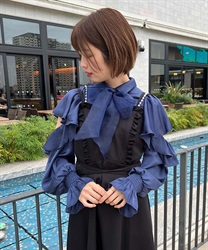 Off -shoulder Blouse with Bowtie