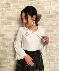 Big collar blouse with embroidery