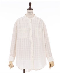 Sheer check long Shirt(White-F)