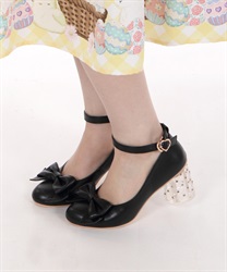 Clear pearls heel pumps(Black-M)