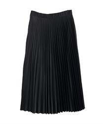 Fake leather pleated skirt(Black-Free)