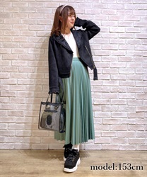 Fake leather pleated skirt