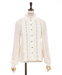 Roses embroidery blouse style pullover(Ecru-F)