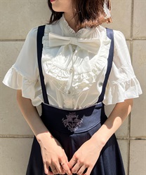 Frill Blouse with ribbon(White-F)