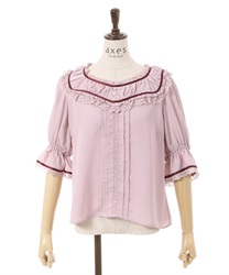 Gather Frill Blouse Pullover(Pink-F)