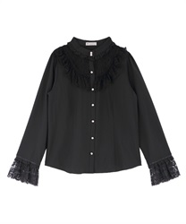 Laces sleeves blouse(Black-M)