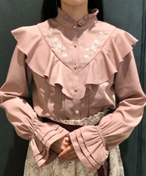 Rose embroidery frill Blouse