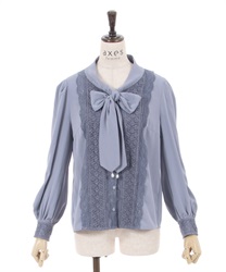 Delicate lace overlapping Bowtie Blouse