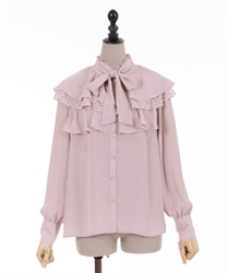 Cape design frills blouse(Pink-F)