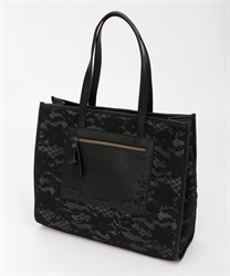 A4 lace square tote bag(Black-M)
