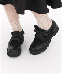 Platform lace -up shoes(Black-S)