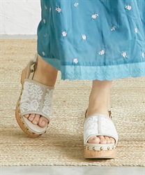 Corksole lace Sandals(Beige-S)