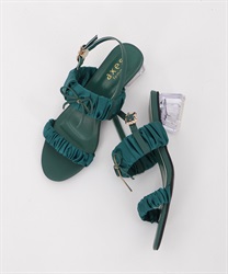 Clear heel gather Sandals(Blue green-S)