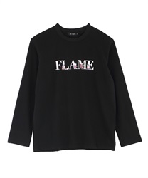 Flower with logo printed t-shirt(Black-S)