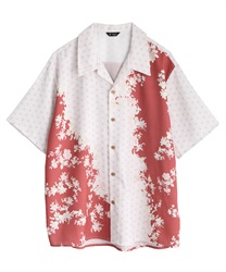Japanese style mixed hawaiian shirt(Orange-M)