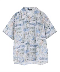 Resort hawaiian shirt(Blue-M)
