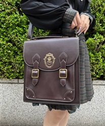 Emblem foil stamping satchel(Brown-F)