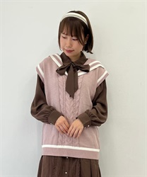 Sailor Knit Vest(Pink-F)